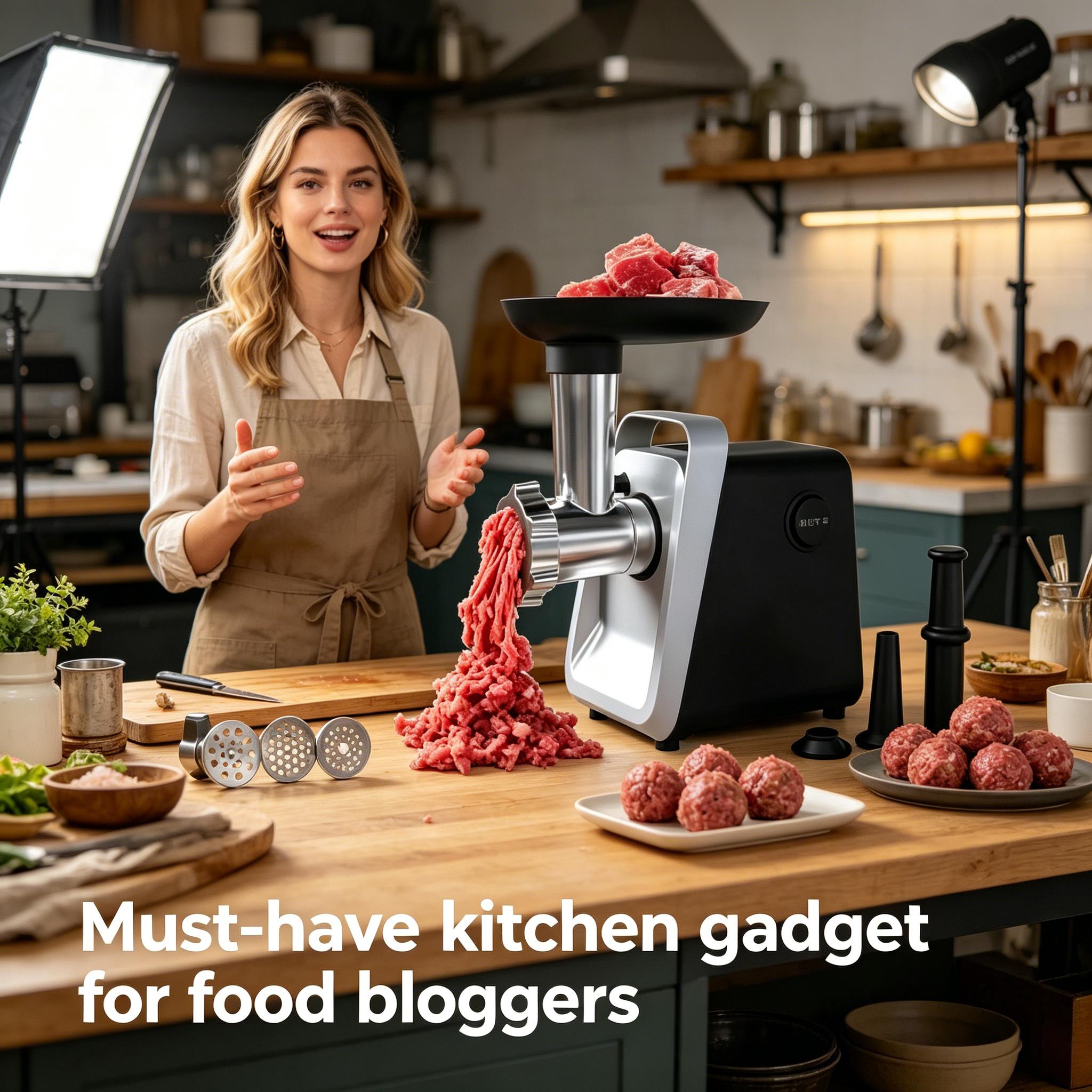 2800W electric meat grinder, stainless steel meat grinder, equipped with 2 blades, sausage tube, and Kubbe kit, suitable for use in home kitchens with American standard plugs