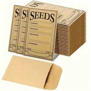 Reusable Seed Storage Envelopes Made of Kraft Paper, Small Seed Envelopes with Growing Notes, Seed Name, Date Collected, Seed Variety for Flower and Vegetable Seeds, 50/100 Count
