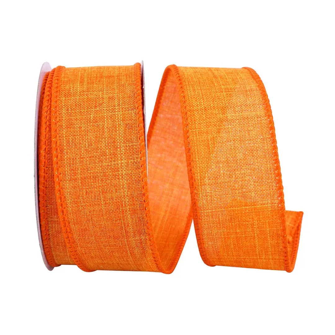 Tangerine Linen Ribbon, 1.5" X 10YD