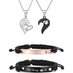 Couples Bracelets Necklaces Matching Couple Bracelet Necklace for Bf Gf Couple Gifts for Her Couples Promise Necklace Bracelet for Him Valentines Day Gifts for Her