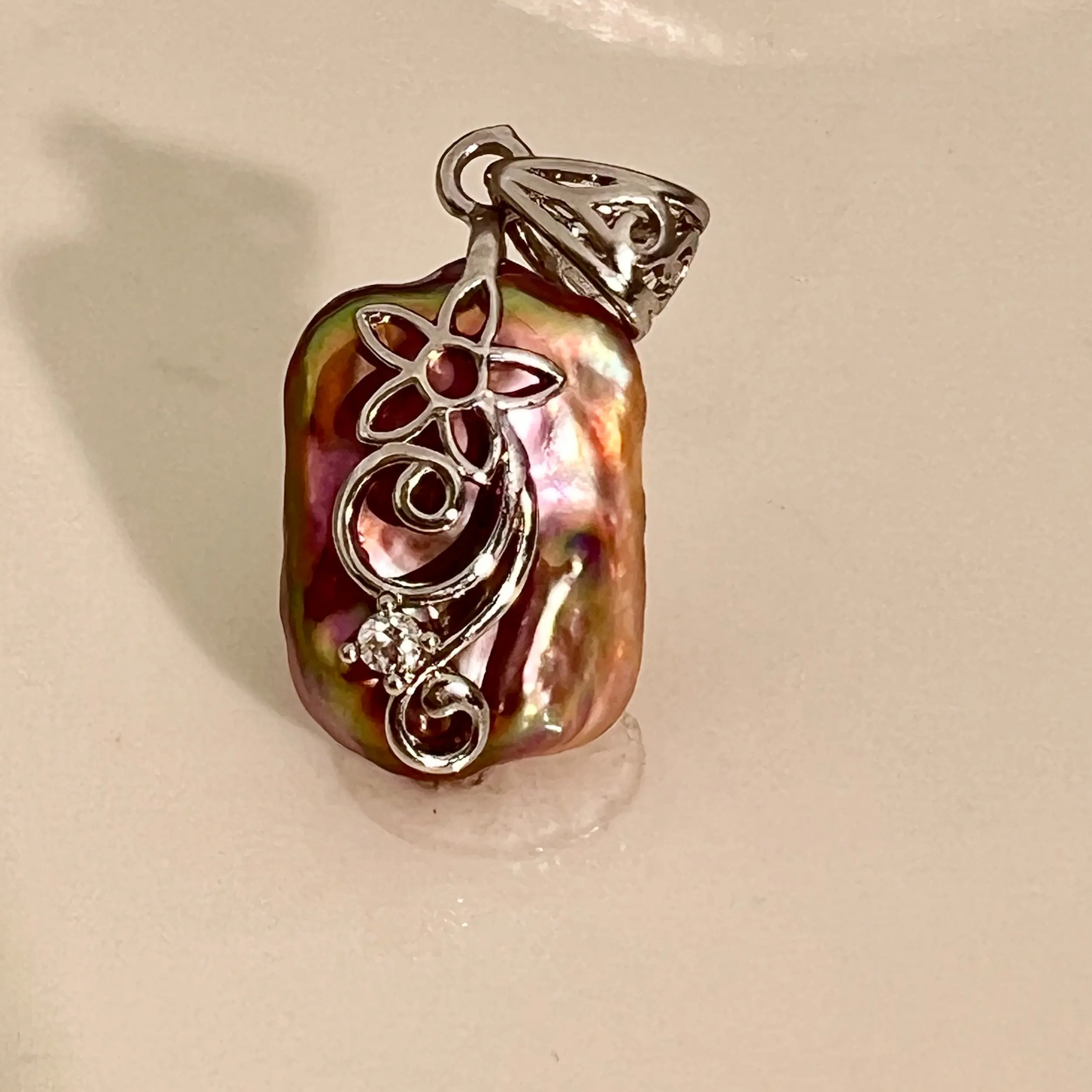 【Square Pearl Necklace 】Freshwater Pearl necklace (with Chain)