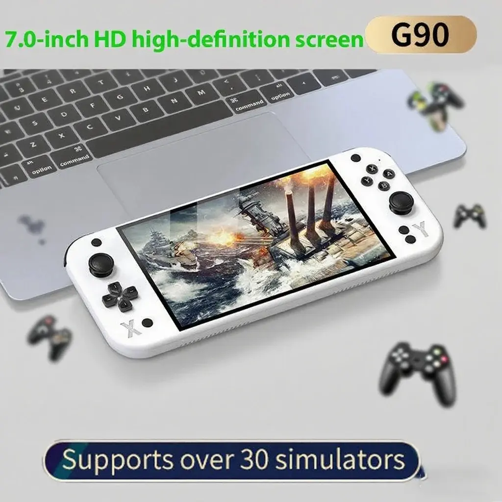 G90 7 Inch 64GB Handheld Game Console, Rechargeable Game Console, High Definition Retro TV Controller for Psp Ps1, Dual Player Vintage Arcade Gaming Machine