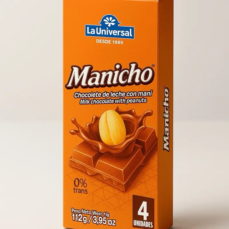 Manicho barra de chocolate 4 unidades en 1 caja 3.95oz  - Manicho chocolate bar 4 units in a box perfect for snacking! Ecuador Sweet Dessert