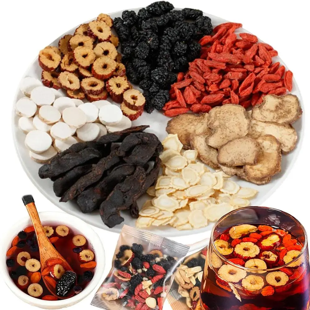 Kidney Tea Formula—Ginseng Five Treasures Herbal Detox Tea and Goji Berry Mulberry Tea utilize natural Chinese herbal formulas, specifically designed to provide organic liver and kidney health support for both men and women.