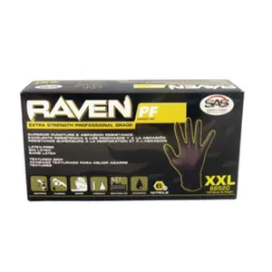Raven Nitrile XX-Large Powder-free Gloves - Black Raven Nitrile XX-Large Powder-free Gloves - Black