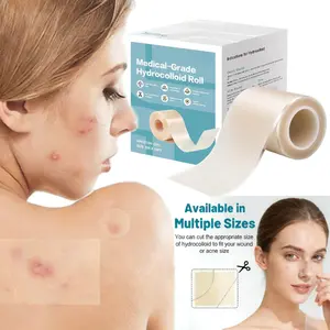 (A)Hydrocolloid Roll for Wound Care-Cut-to-Size, Extra Large Hydrocolloid Patch Bandages with Self-Adhesive, Ultra Absorbent, Flexible & Waterproof, First Aid Kit Essential Healthcare acne pimple patch bandaids