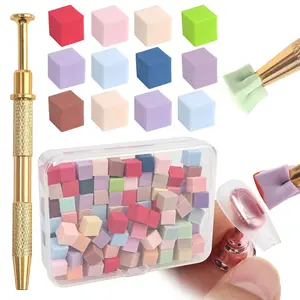 1 Box Soft Nail Sponge Set, Gradient Mini Nail Art Sponge with Brush, Gel Nail Polish Mixing Paper, Colorful Halo Nail Sponge Kit, DIY Nail Kit