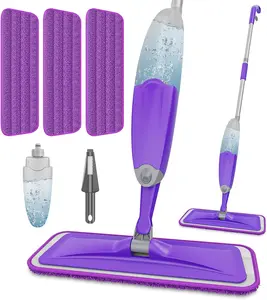 Lightweight Spray Mop Scrubber with Rotating Head - Wet/Dry Mop for Hardwood, Tile Floors, 3 Washable Microfiber Pads (Including Refills), PowerMop System Compatible, Pet Hair & Dust Absorbent