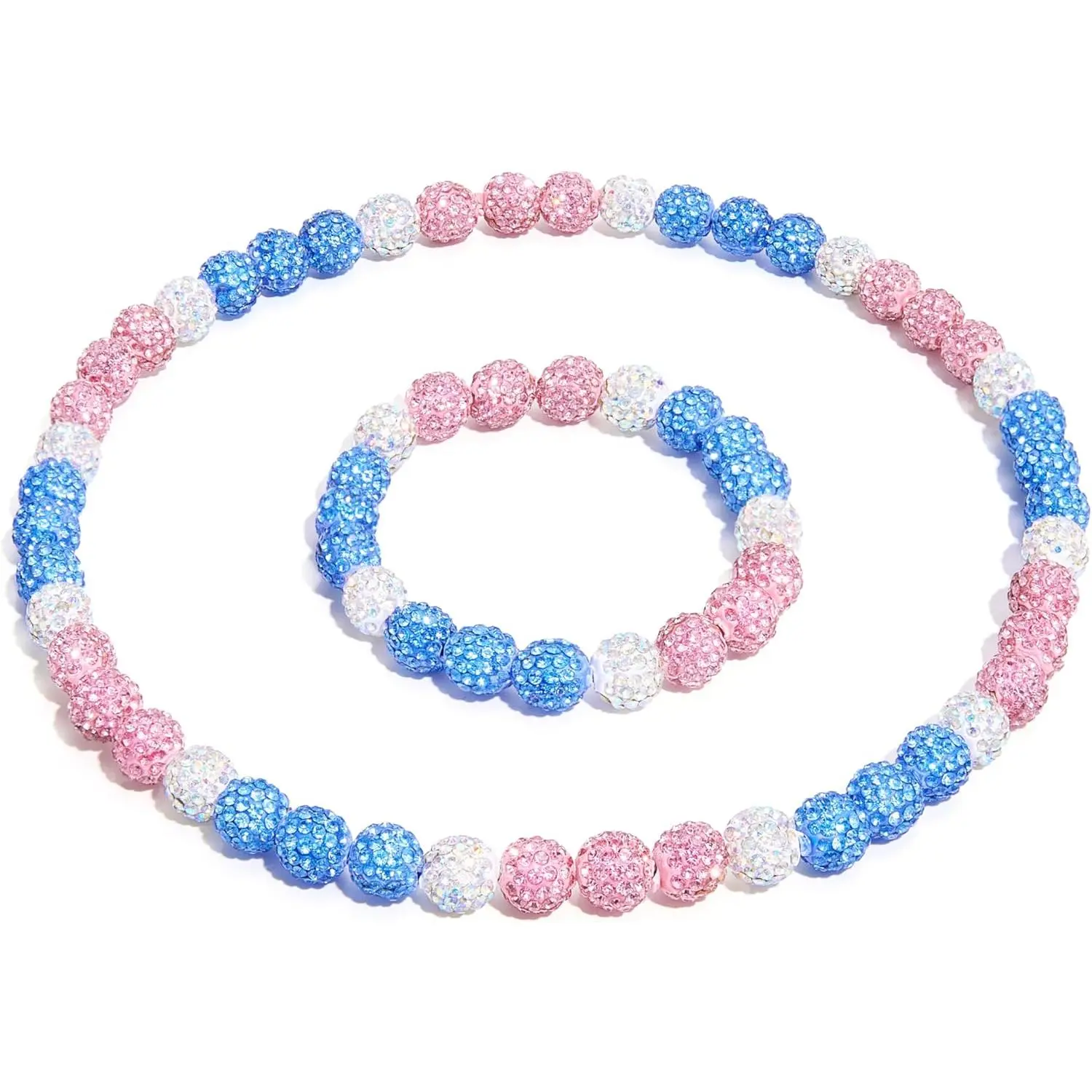 Baseball Necklace 18in Baseball Chain and Bracelet Set Beaded Necklace  for Men Women Bling Rhinestone Drip