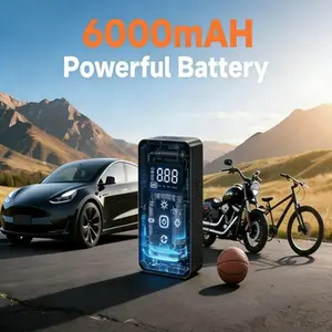 Portable Tire Inflator Air Compressor, 150 PSI High Pressure, Cordless Design, Smart Hose On Off, Fast Inflation, Dual Power 6000mAh Battery and 12V Car Plug, Advanced Cooling System, Long Battery Life