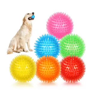 6 Pack 2.5 Inch Floating Squeaky Dog Balls – Spiky Chew Toys for Small Dogs, Interactive Fetch Balls for Puppy, Durable Rubber for Teething – Use in Water, Grass, Crate
