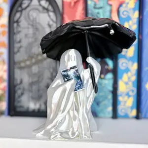 Ghost Reading Under Umbrella – Customizable Bookish Decor (With or Without Resin Rain)