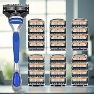 Classic Men's Manual Shaving Tool Set, Includes 1 Handle & 8-24 Replacement Blades, Smooth Shave, Washable Razor, Stainless Steel Material, Shaver Razors, Replaceable Blade