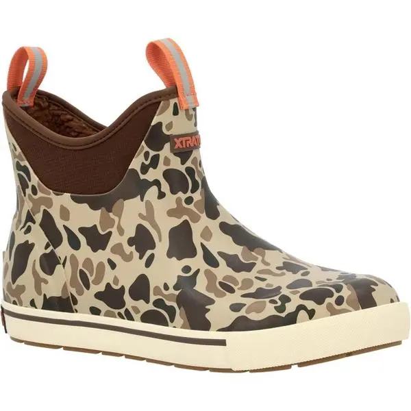 Xtratuf Men's Fleece-Lined Ankle Deck Boot, Waterproof Camouflage Print Sport Shoe, Lightweight Footwear for Hunting & Fishing, Walking Shoes, Warmth, Outdoors