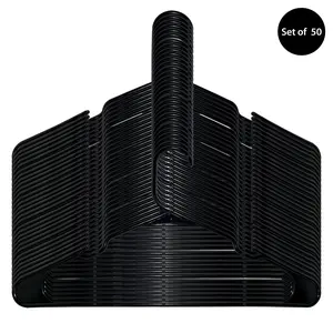 Plastic Clothes Hangers, Black, 50-Count, Lightweight & Durable for Everyday Use