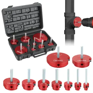9-Piece PVC Pipe Reamer Kit | Aluminum Alloy PVC Fitting Saver Tool Set with 1/2" Drills - 1/2",3/4",1",1-1/4",1-1/2",2",2.5",3",4” Inner Socket Fitting Saver For SCH40, CPVC, ABS.