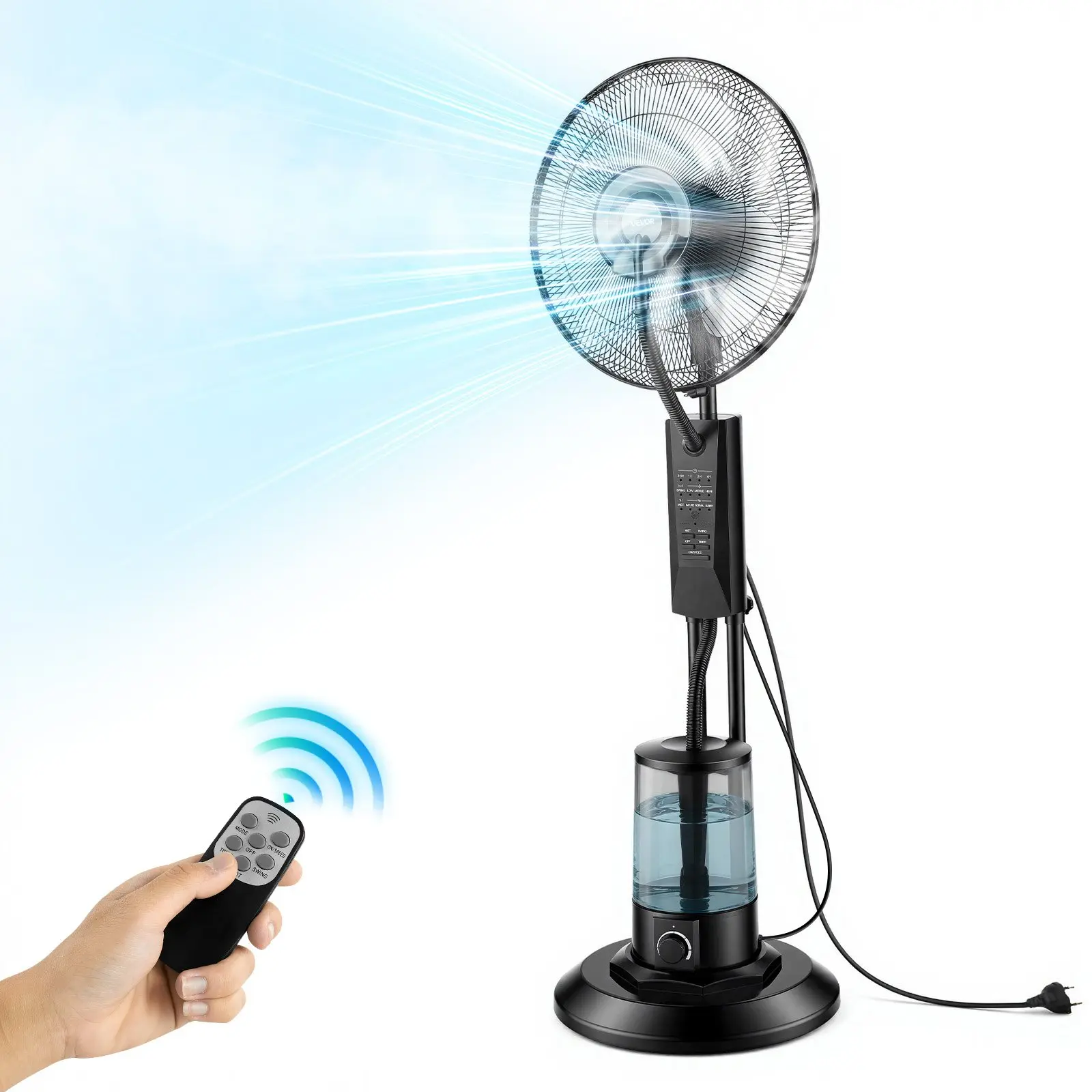 【Summerfinds】Multifunctional Cooling Mist Fan Cooler, Standing Fan with 3 Wind Speeds, 0.79 Gal Water Tank, Remote & Panel Controls, 3 Modes, for Indoor & Outdoor Use, Multifunctional Cooling Fan Oscillating Tower Fan