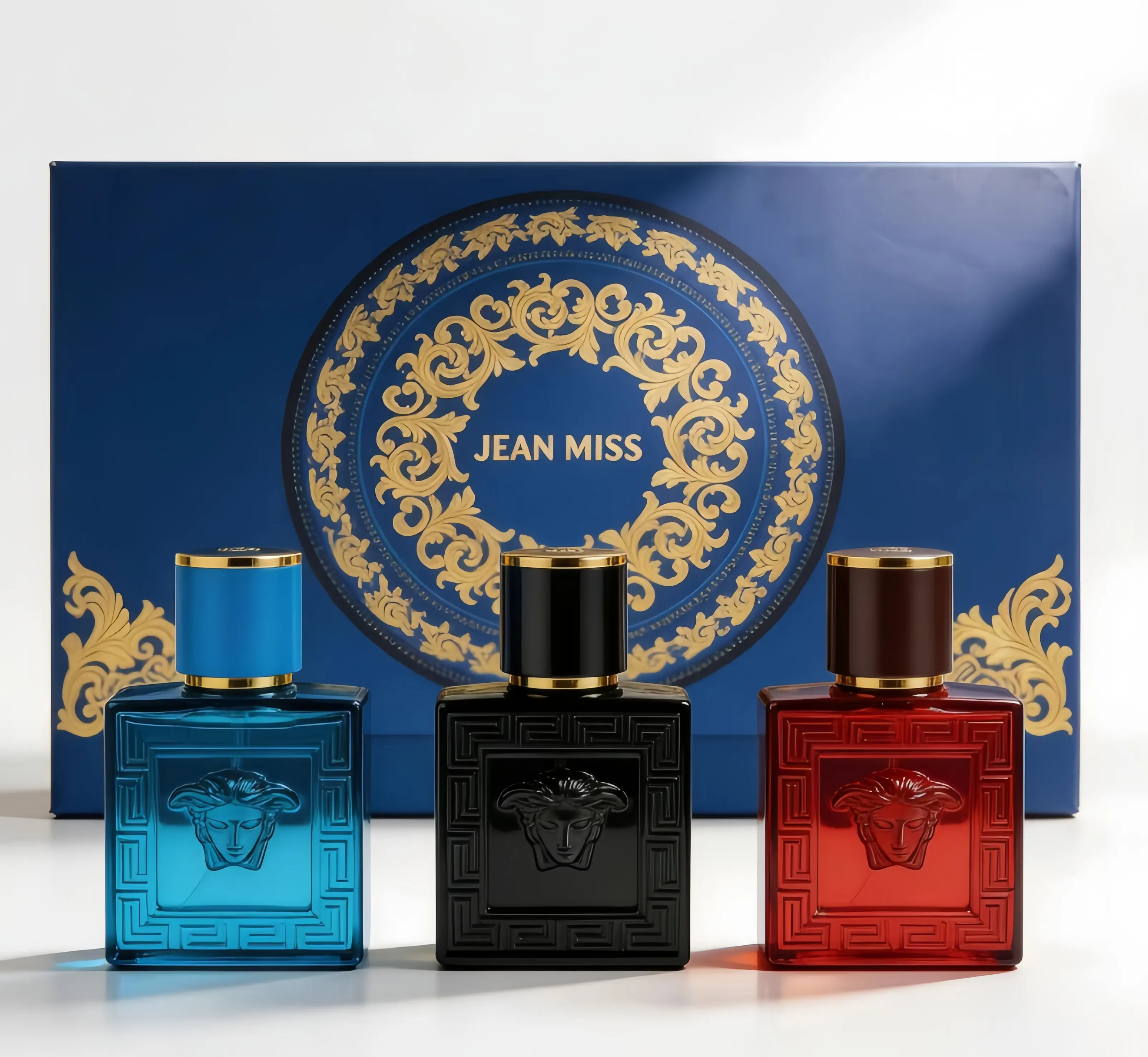 JEAN MISS Eros Series Men's 3-Piece 30ml Travel-Size Eau de Parfum Gift Set, Long-Lasting Aquatic, Woody & Spicy Fragrances, Fresh Summer Cologne for Daily Wear, Dates, Parties & Travel, Ideal Luxury Gift for Him