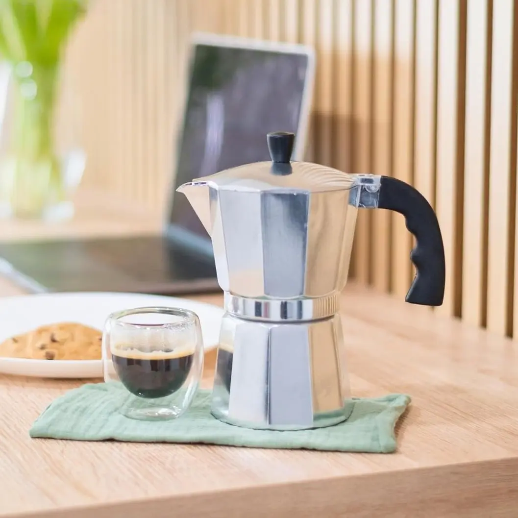 Silver Classic Stovetop Moka Pot Percolator Coffee Pot - 1 Espresso Cup Capacity, for Italian & Cuban Café Brewing, Greca Cafetera Coffee Maker, Percolator Coffee Pots