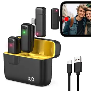 Wireless Lavalier Microphone, USB Rechargeable Wireless Microphone with Charging Case, Noise Reduction Wireless Mic for Video Recording, Podcast, Vlog, Audio