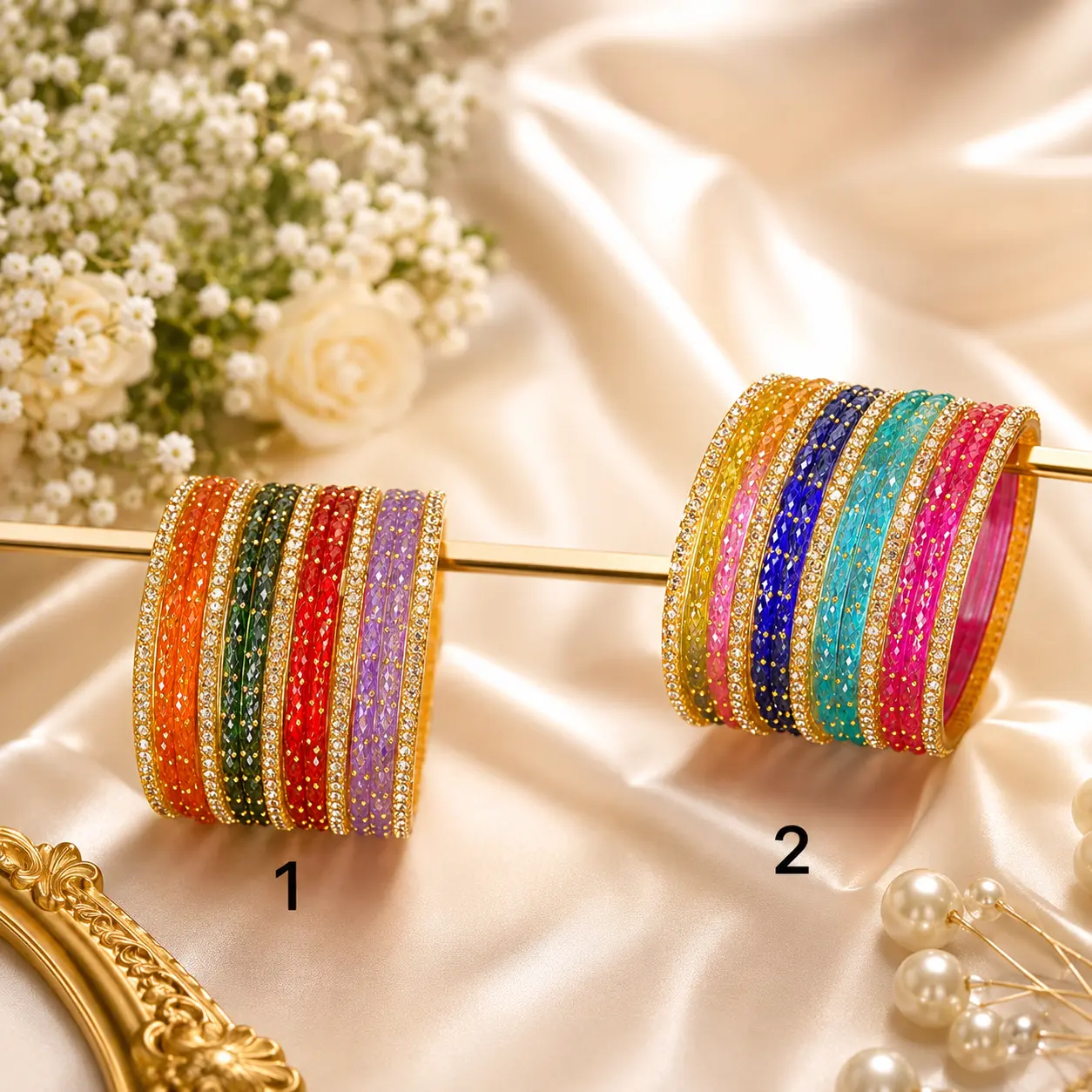 2 types of Multi Glassbangles Set 1 and 2. Pick which one you wanted to order number 1 or number 2 