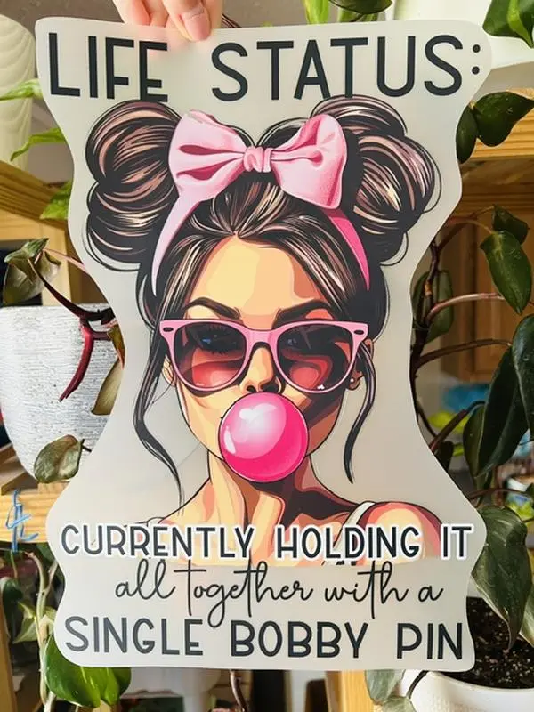 Life status bubble gum girl DTF film t shirt transfer