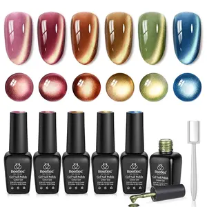 Beetles Cat Eye Gel Nail Polish Set - Gel Nail Kit with Sparkle Glitter Red Green Gold Silver Shades Holiday Nail Art Gift for Women Soak Off UV LED Nail Gel Black Friday Winter Nail Christmas Gift