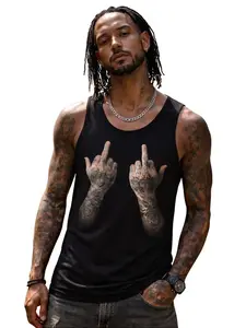 Tattooed Hands Middle Finger Tank Top – Rebellious Punk Statement Shirt, Edgy Graphic Streetwear Sleeveless Tee for Men & Women, Bold Grunge Style