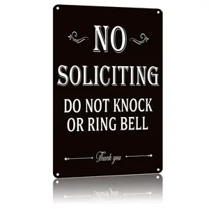 No Soliciting Do Not Knock Or Ring Bell Front Door Entryway Home Exterior Apartment Entrance Wall Decor 8x12 Aluminum Metal Sign for Privacy