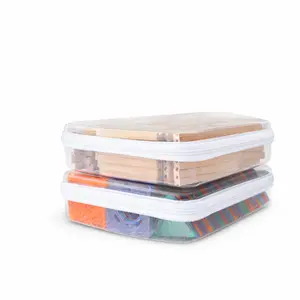 Maple and Lark Deep Bliss Bins | 10x12x3 Inches, Stackable Plastic Storage Box with YKK Zippers, Leak-Free, BPA-Free, 2 Packs