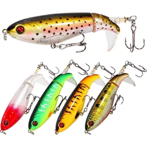 5PCS Whopper Plopper Prop-Action Topwater Fishing Lures with Rotating Propeller Tail for Splashing Action – Bass & Trout, Freshwater & Saltwater kit artificial bait simulation