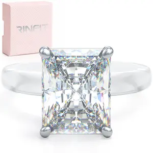 Rinfit Frosted Clear Thin Silicone Ring with Emerald cut CZ | Patented Design