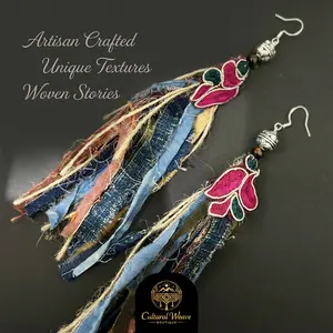 Boho Handmade Tassel Earrings Lightweight Silver Embroidery Ethnic Drop Jewelry Trending Boho Handmade Tassel Earrings Lightweight Silver Embroidery Ethnic Drop Jewelry Trending