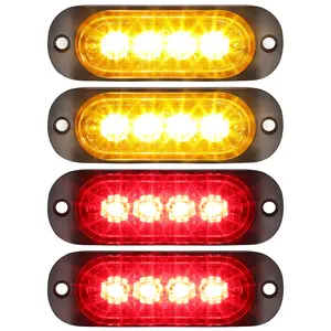 Partsam 4Pcs 3.4 inch Aluminum Housing Red/Amber LED Clearance Side Marker Lights, Surface Mount Marker Lights of Trailer Pickup Truck Tractor RV Motorcycle Golf Cart, IP67 Waterproof(2Red +2 Amber)