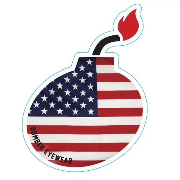 Bomber Eyewear USA Flag Bomb Sticker - Bumper Sticker, Decal for Cars, Automotive Decoration, DIY Scrapbooking & Stamping Decor, Hat Accessory for Toys & Hobbies Projects