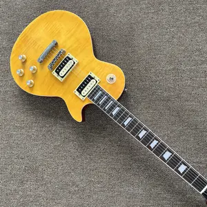 Les Paul Guitar yellow 22 frets flame maple top 6 strings Mahogany body with Rosewood fingerboard Chrome-plated hardware