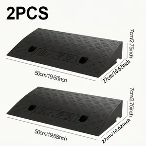 2.75" Rubber Threshold Ramp for Doorways, 19" Wide Heavy-Duty Non-Slip Curb Ramp for Wheelchairs, Cars, Trucks, Motorcycles, Loading Docks, Garages & Driveways, Black