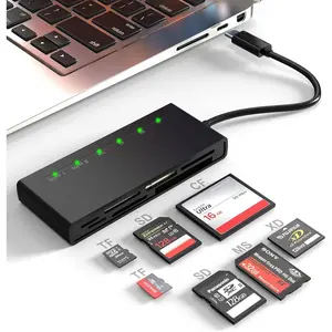 USB C Multi Card Reader, SD/TF/CF/XD/MS Type-C 5Gps High Speed 7-in-1 XD Picture Card Reader for SDXC SDHC TF  SD CF MS MMC Card,  Memory Stick  Duo Adapter Read 5 Cards Simultaneously
