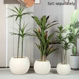 Fashion Round Plastic Flower Pot, Modern Rock-Like Ball Shape Planter, Artificial Plant Decor, Indoor Outdoor Gardening, Garden and Patio, Garden Accessories