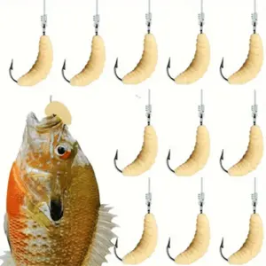 Bait Hook Maggot 20mm 0.45g Realistic Bait Hooks Grubs Soft Lure Set, Fishing Accessories, High-Quality Fish Attractant, Soft Fishing Worm