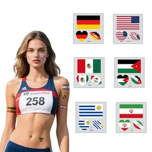 World Cup Football Temporary Tattoos 48pcs, Waterproof Flag Face Stickers for Fans, Sweatproof Fake Tattoos for Game Day, Sports Party Supplies, Soccer Celebration Accessories