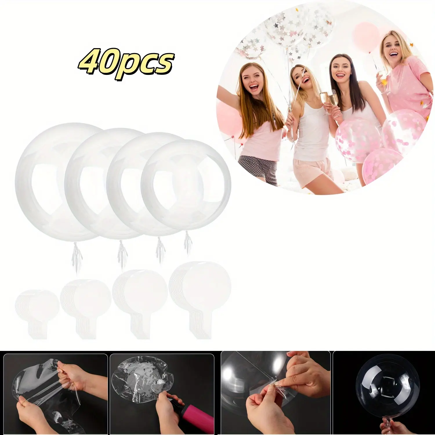 Small Animal Transparent Bobo Balloons Kit - 40pcs, 4 Sizes, Colorful, Confetti-Compatible, LED Lights-Inclusive for Christmas Party Decoration, Birthday Festive Occasions