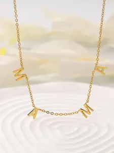 Elegant Letter Detail Pendant Necklace For Gift, Stainless Steel Jewelry