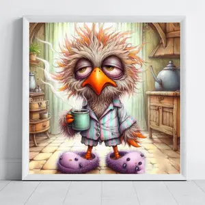 1pc Funny Chicken Diamond Painting Kit, Adult Art Craft Set, DIY 5D Round Drill Home Decor, Beginner Friendly Wall Decoration