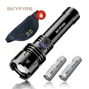 SKYFIRE 1376 LED Flashlight — high-lumen brightness, ultra-bright and rechargeable, featuring adjustable zoom and five lighting modes. A must-have for camping, perfect for both outdoor and home use#Summervibes