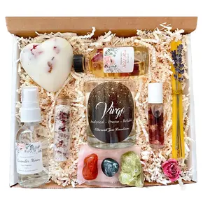 Virgo Birthday Gift Set | Zodiac Crystal Spa Kit August September | Virgo Crystals Moss Green Opal | Earth Sign Gift Box | Virgo Season