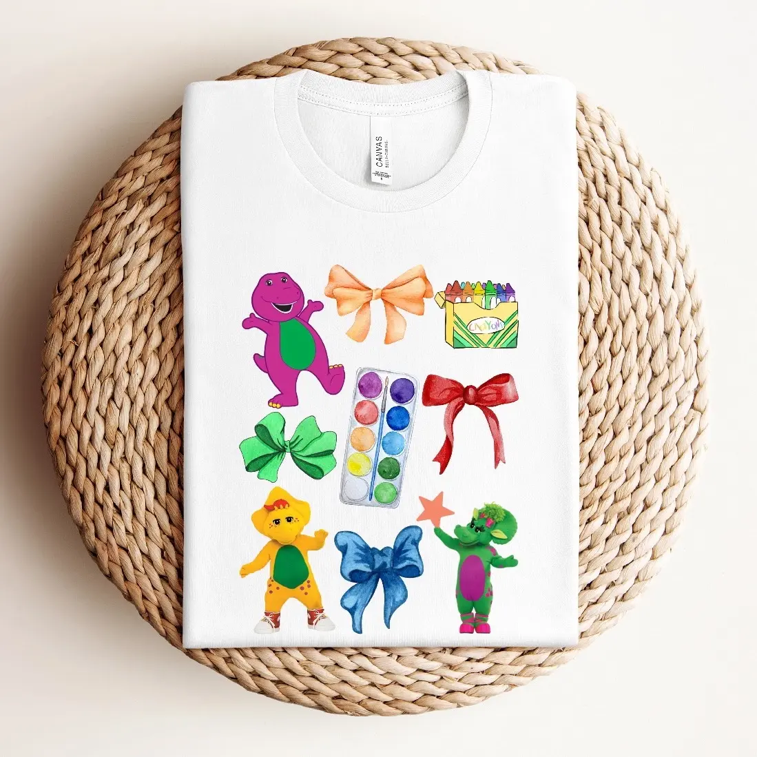 Barney comfy tee shirt Colorful tee shirt Coquette short sleeve tee shirt