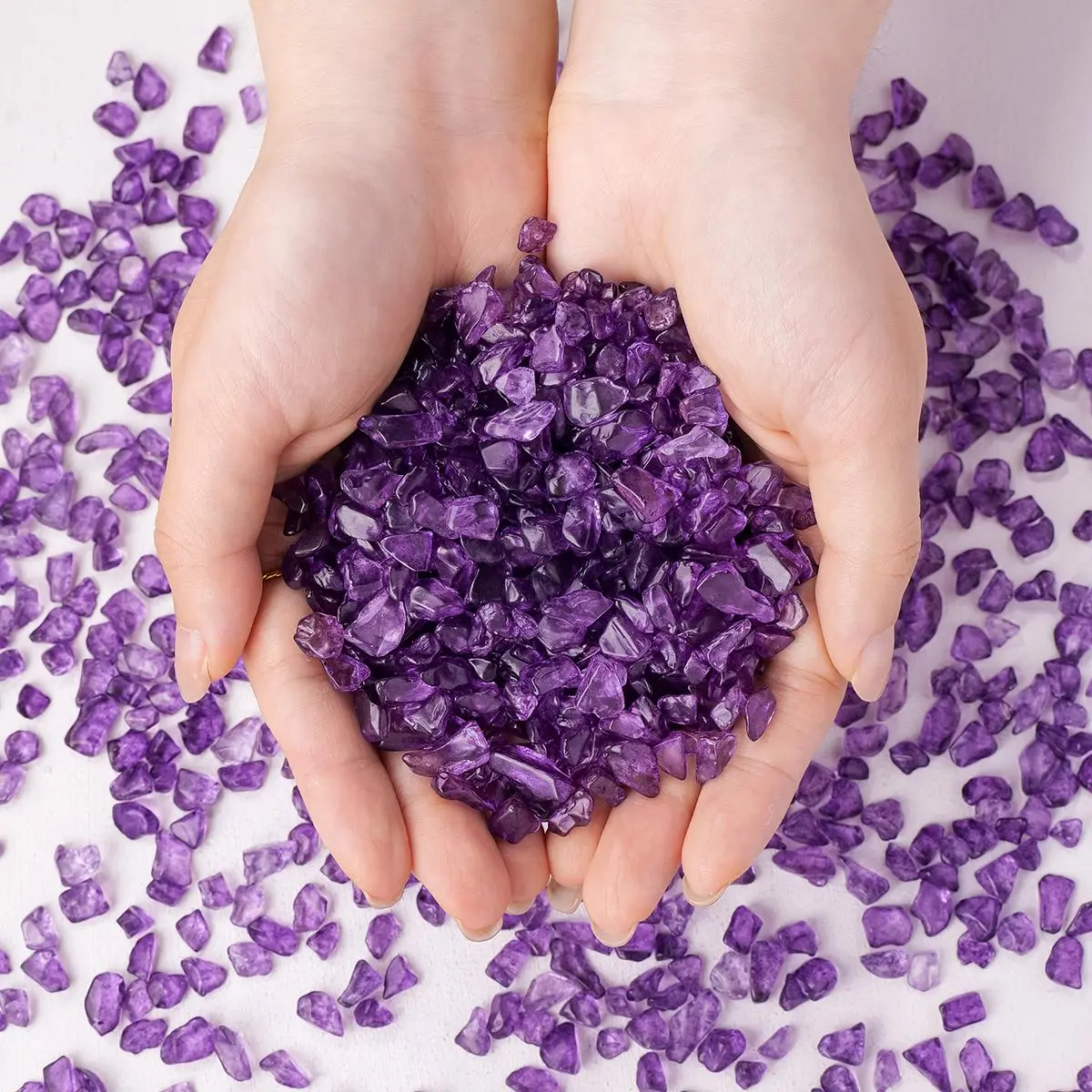 Natural Stone Amethyst Material Crystal Gravel Stone, Chips Ore Minerals Reiki Specimen, Gemstones for Home Decoration