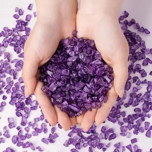 Natural Stone Amethyst Material Crystal Gravel Stone, Chips Ore Minerals Reiki Specimen, Gemstones for Home Decoration