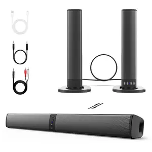 2 in 1 Separable Sound Bars System Wireless Bluetooth TV Speaker Built-in 4-Subwoofer Powerful for Surround Sound System with Cables Included